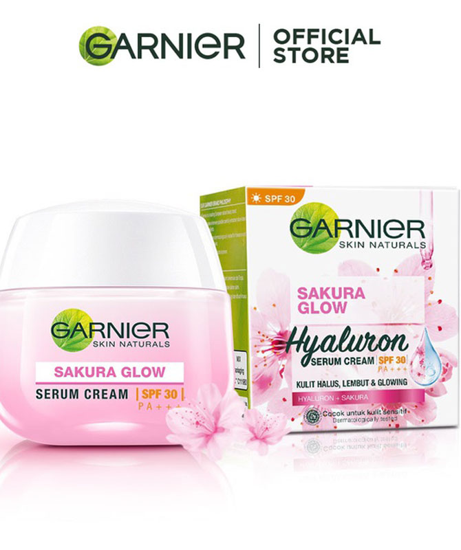 Garnier Sakura Glow Hyaluron Serum Cream Day Cream SPF30 PA+++ JAR 50ml