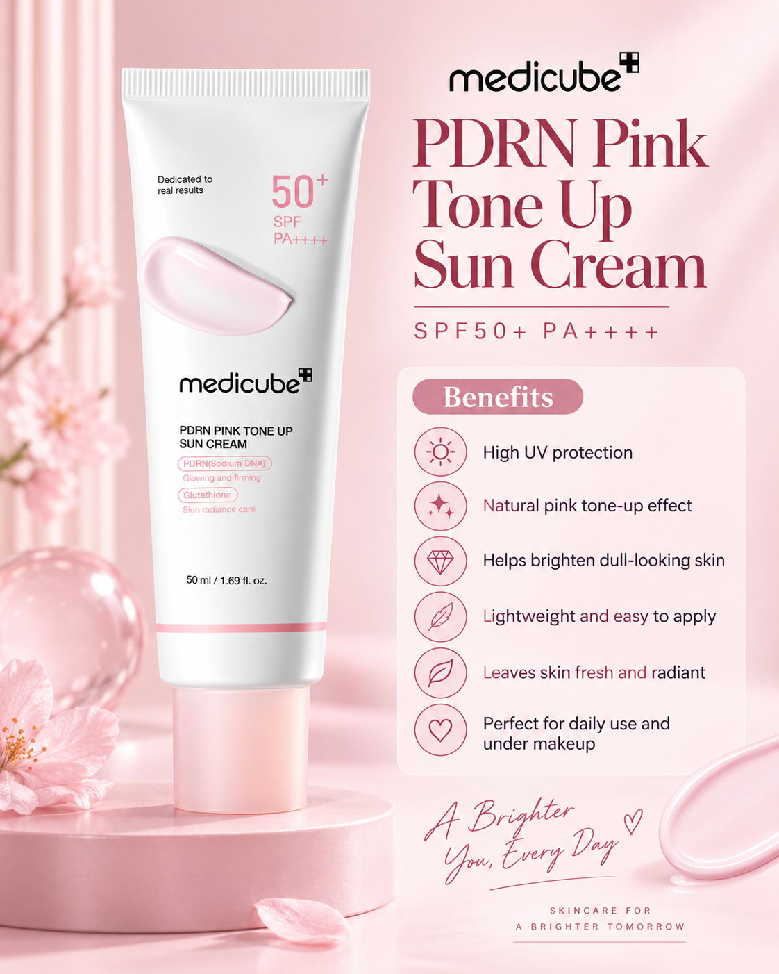 Medicube PDRN Pink Tone Up Sun Cream SPF50+ PA++++